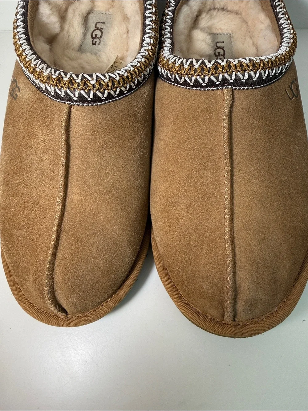 UGG Men's Chestnut Taxman Suede Shearling Lined Slip-Ons - Size 9